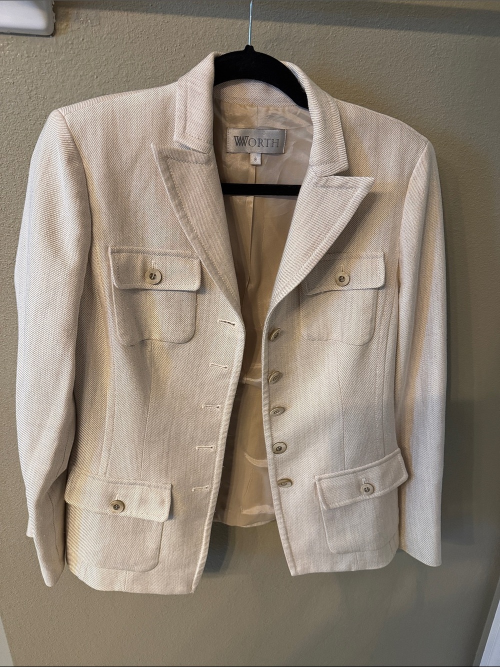 Worth Cream Textured Button-Front Blazer